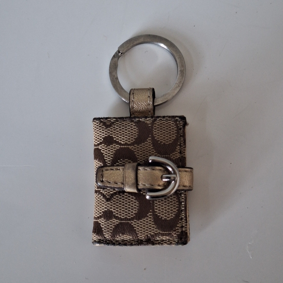 Vintage Coach Picture Frame Signature Brown Snap Buckle Y2K Keychain Dual Photo - Picture 2 of 10
